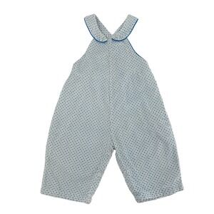 Vintage Creeperalls Marshall Fields Blue White Corduroy Romper Jumpsuit 0-6 Mo.